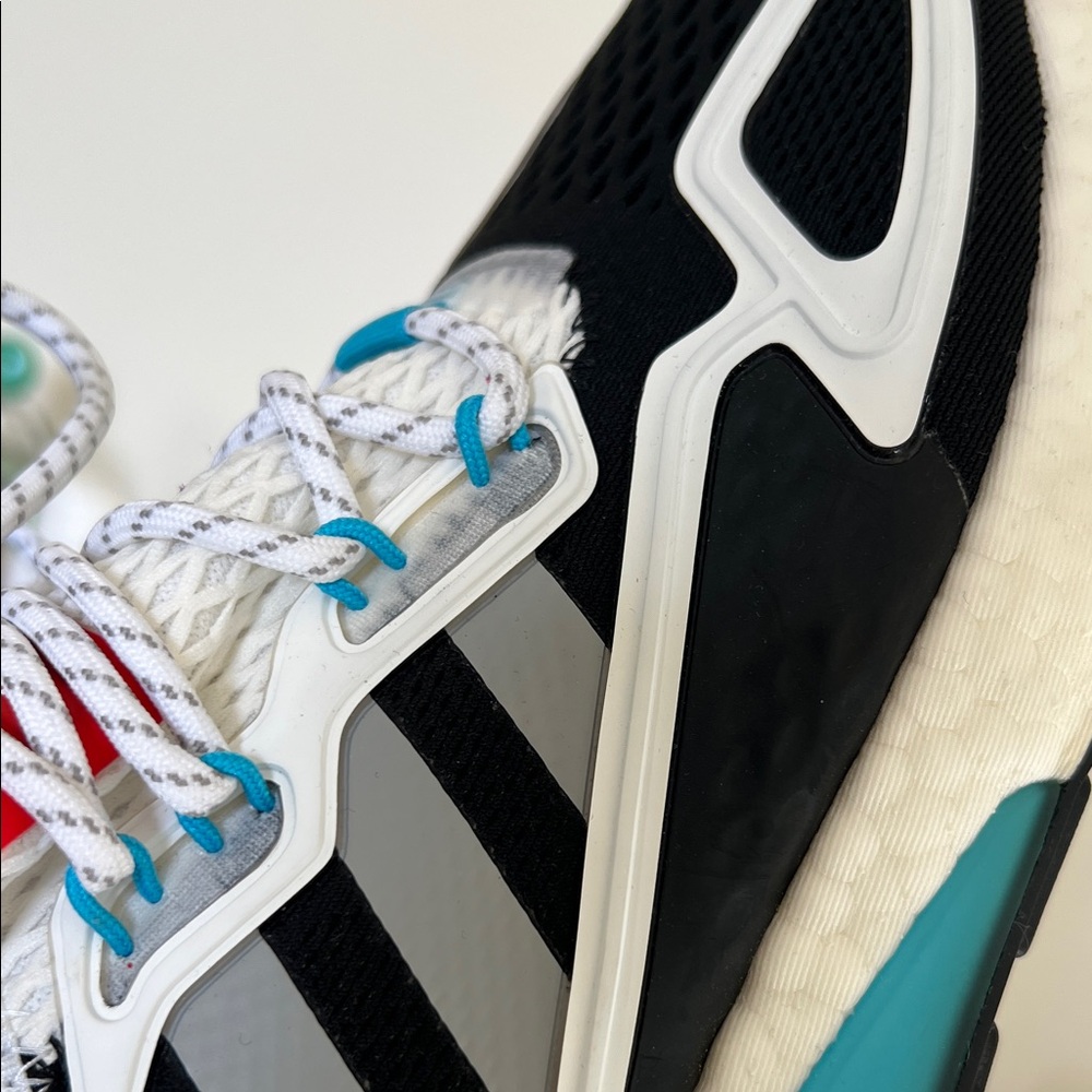 Adidas ZX 2K Boost Black and White Sneakers with Red and Blue Accents - Picture 12 of 14
